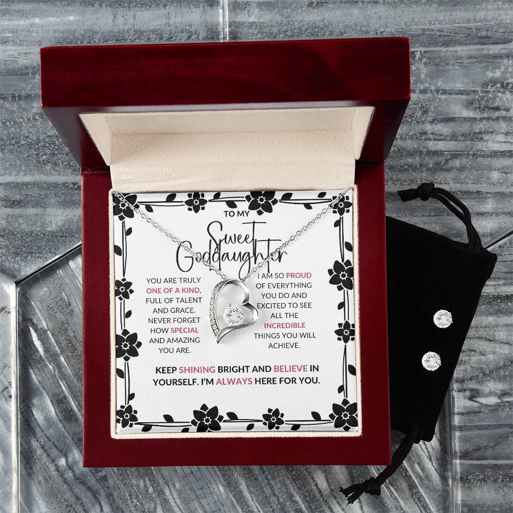 To My Sweet Goddaughter | Forever Love Necklace & Earring Set | A Beautiful Reminder of Our Bond | Goddaughter Gift