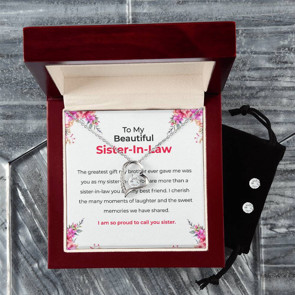 To My Beautiful Sister-in-Law | Forever Love Necklace & Earring Set | Gift for Sister-in-Law