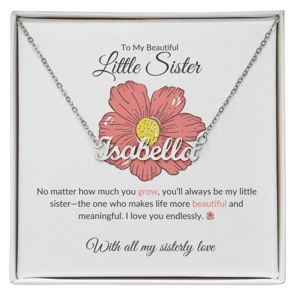 To My Beautiful Little Sister Name Necklace | Custom Name Necklace Gift for Sister