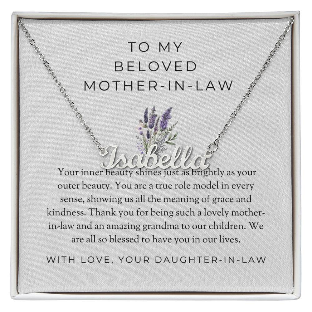 To My Wonderful Mother-in-Law | Personalized Custom Name Necklace with Heartfelt Message