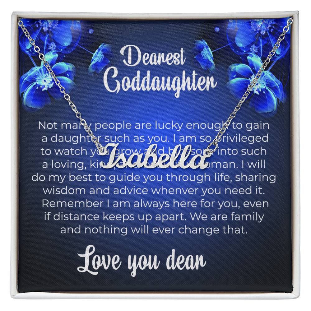 To My Dearest Goddaughter | Unique Name Necklace with a Heartfelt Card