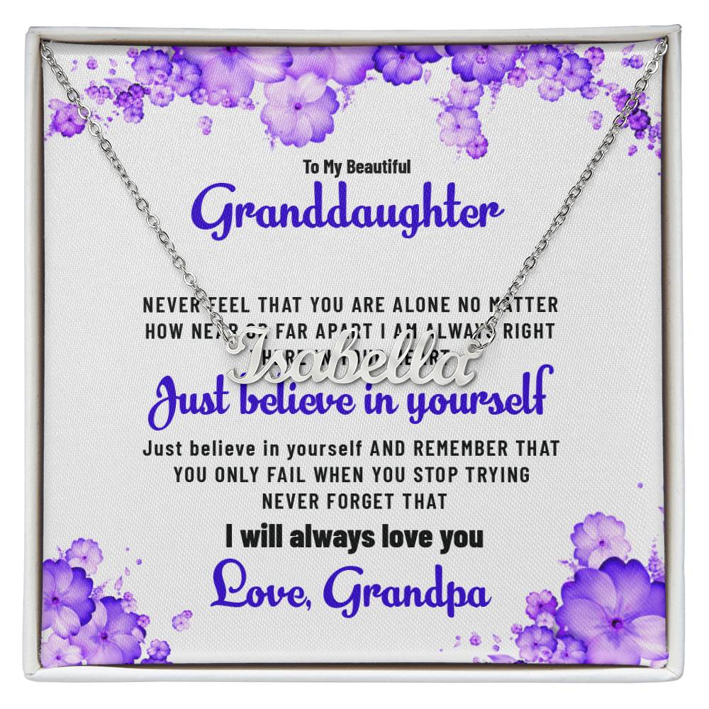 To My Lovely Granddaughter Necklace | Custom Name with Heartfelt Message Necklace Gift from Grandpa