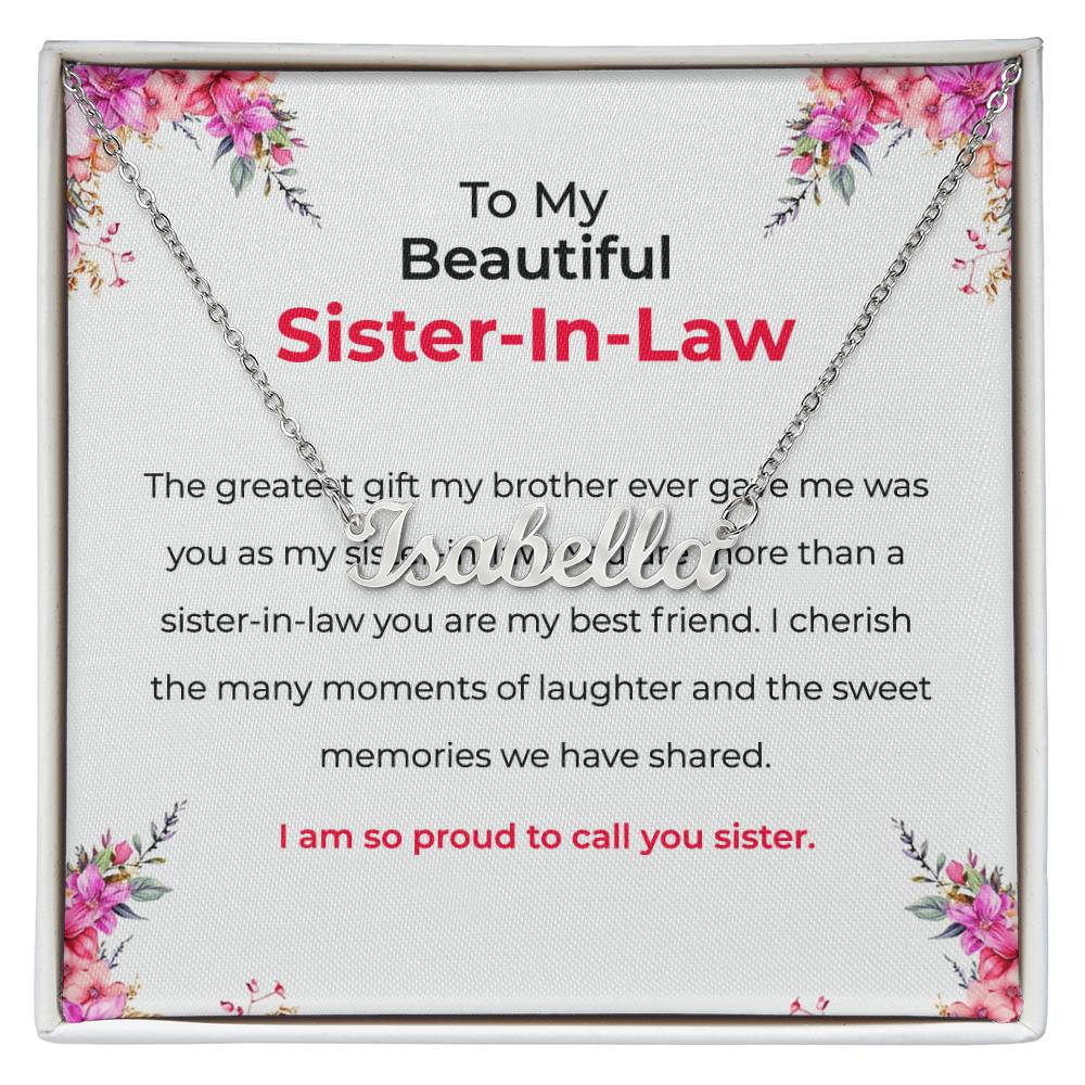 To My Beautiful Sister-in-law Gift Necklace | Personalized Custom Name Necklace | Sister-in-Law Gift