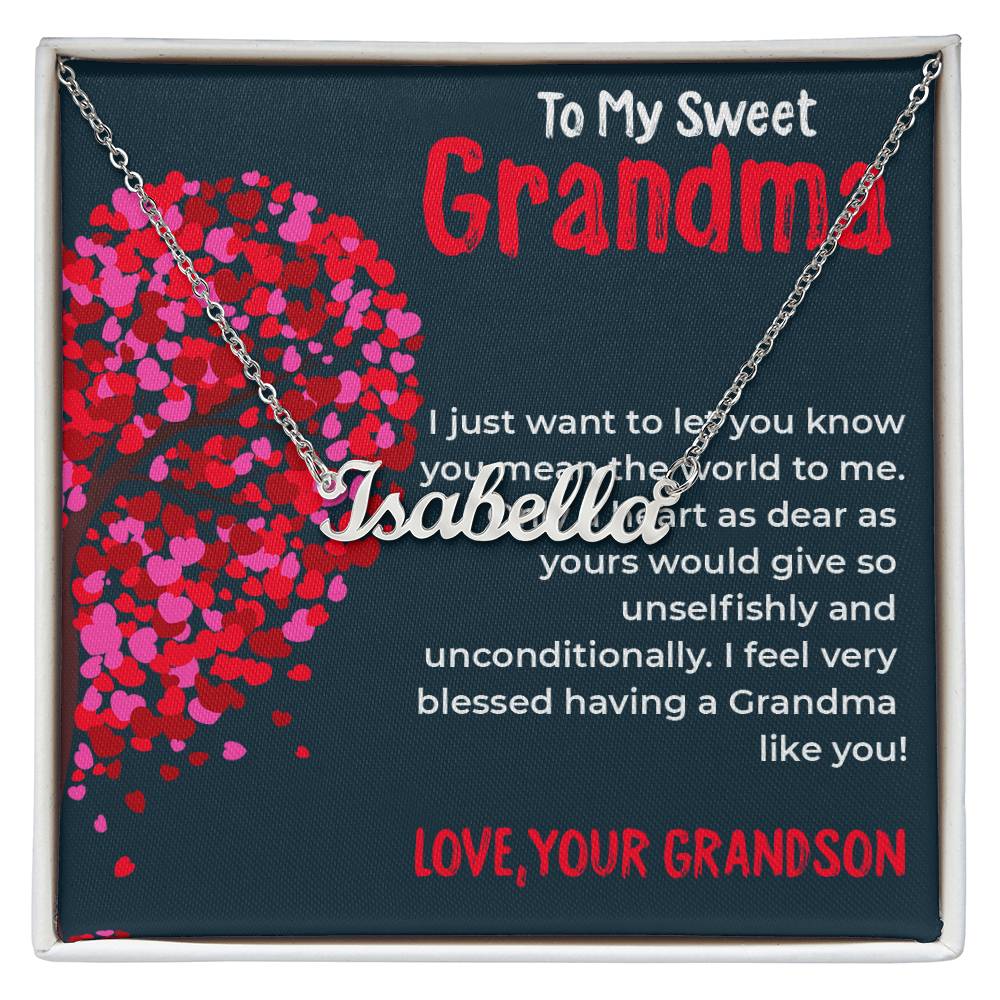 To My Sweet Grandma | Custom Name Necklace Gift from Grandson | Gift for Grandma