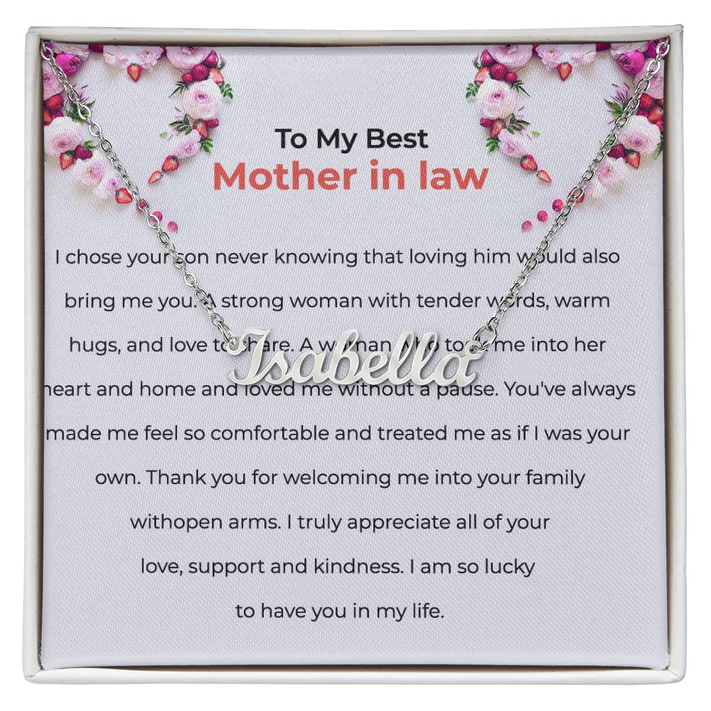 For the Best Mother-in-Law | Custom Name Necklace with a Loving Message