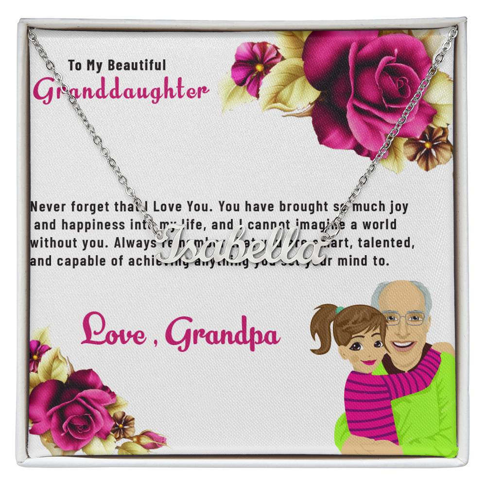 To My Beautiful Granddaughter Necklace | Custom Name with Heartfelt Message Necklace Gift from Grandpa