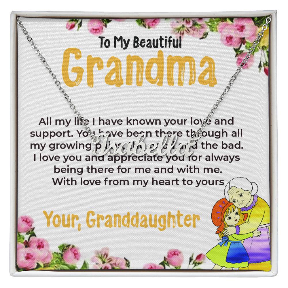 To My Beautiful Grandma | Custom Name Necklace Gift from Granddaughter | Gift for Grandma