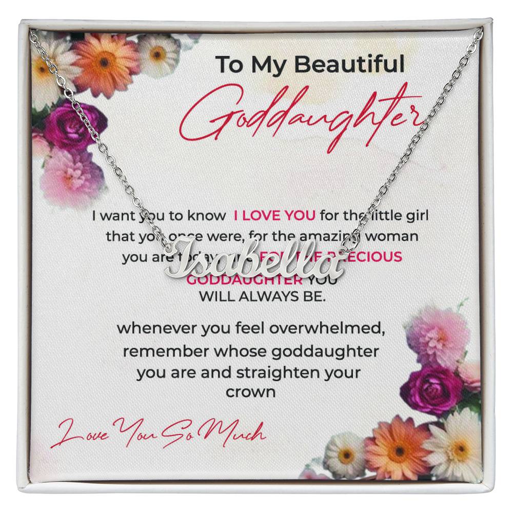 To My Beautiful Goddaughter | Custom Name Necklace with a Loving Message
