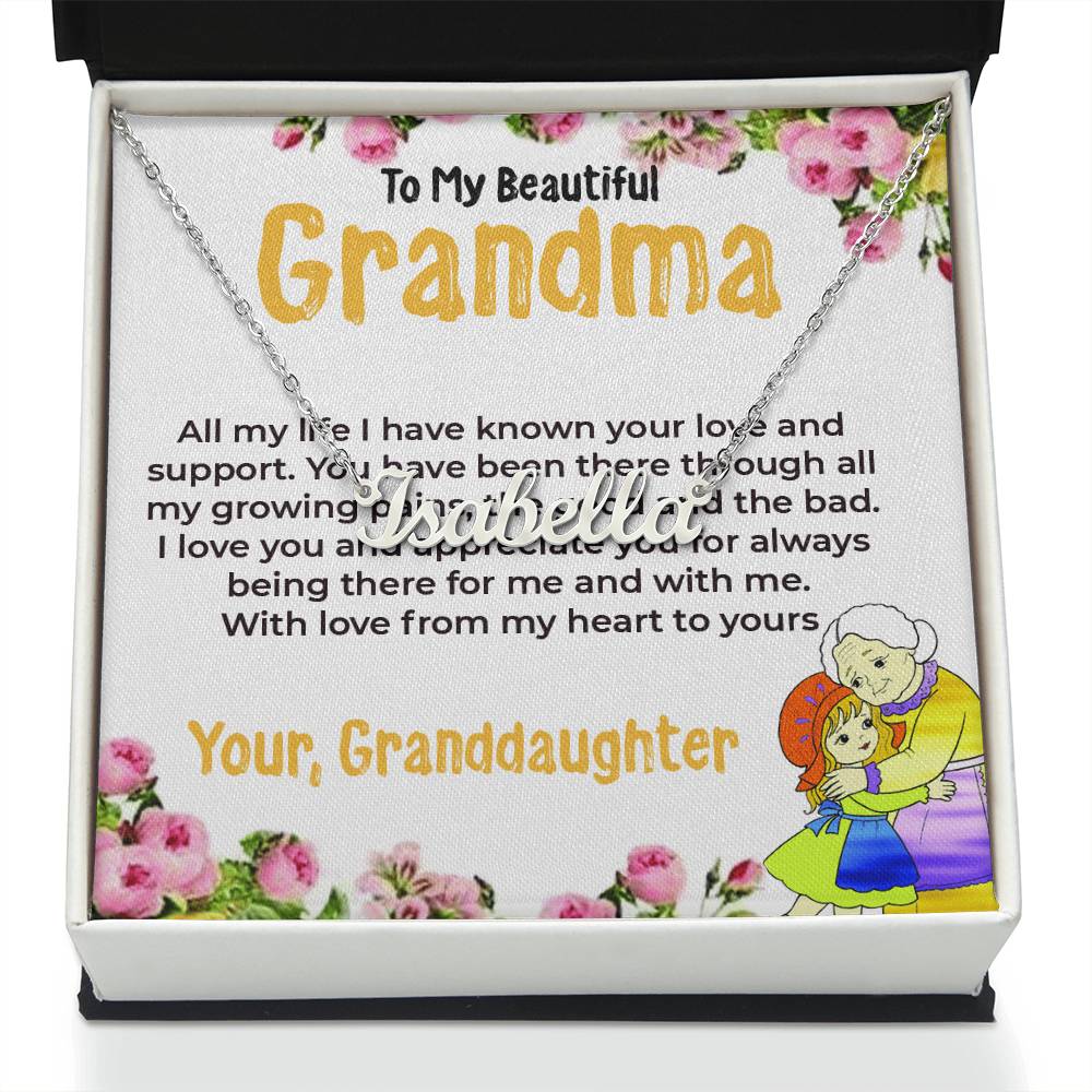 To My Beautiful Grandma | Custom Name Necklace Gift from Granddaughter | Gift for Grandma