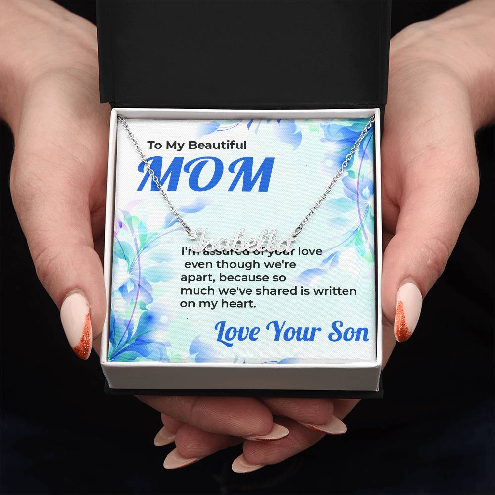 To My Beautiful Mom | Custom Name Necklace Gift from Son