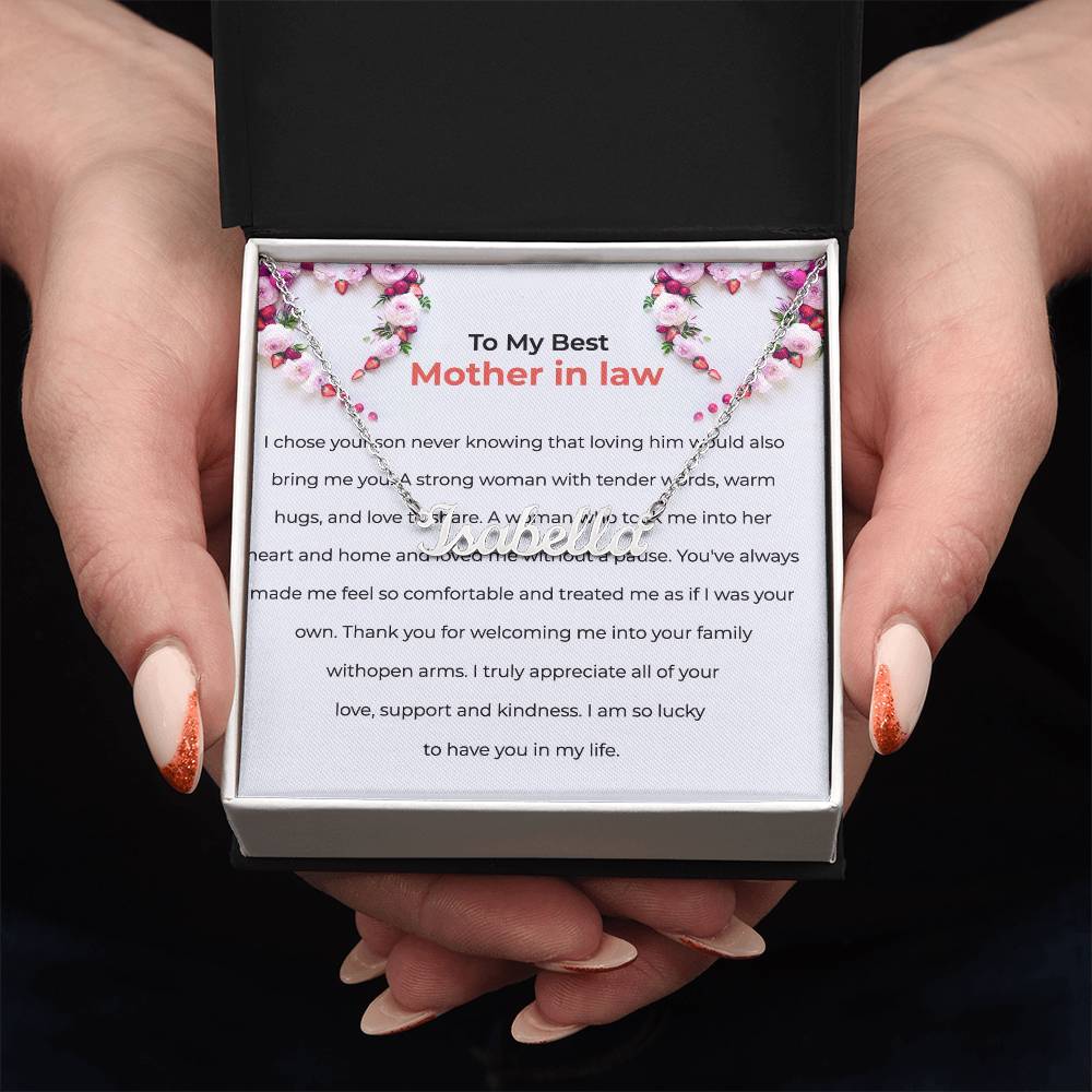 For the Best Mother-in-Law | Custom Name Necklace with a Loving Message