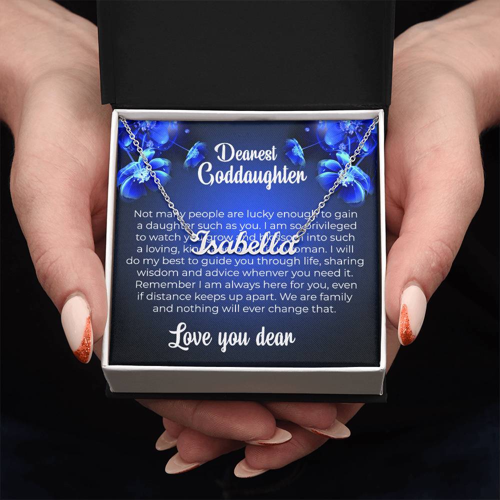 To My Dearest Goddaughter | Unique Name Necklace with a Heartfelt Card