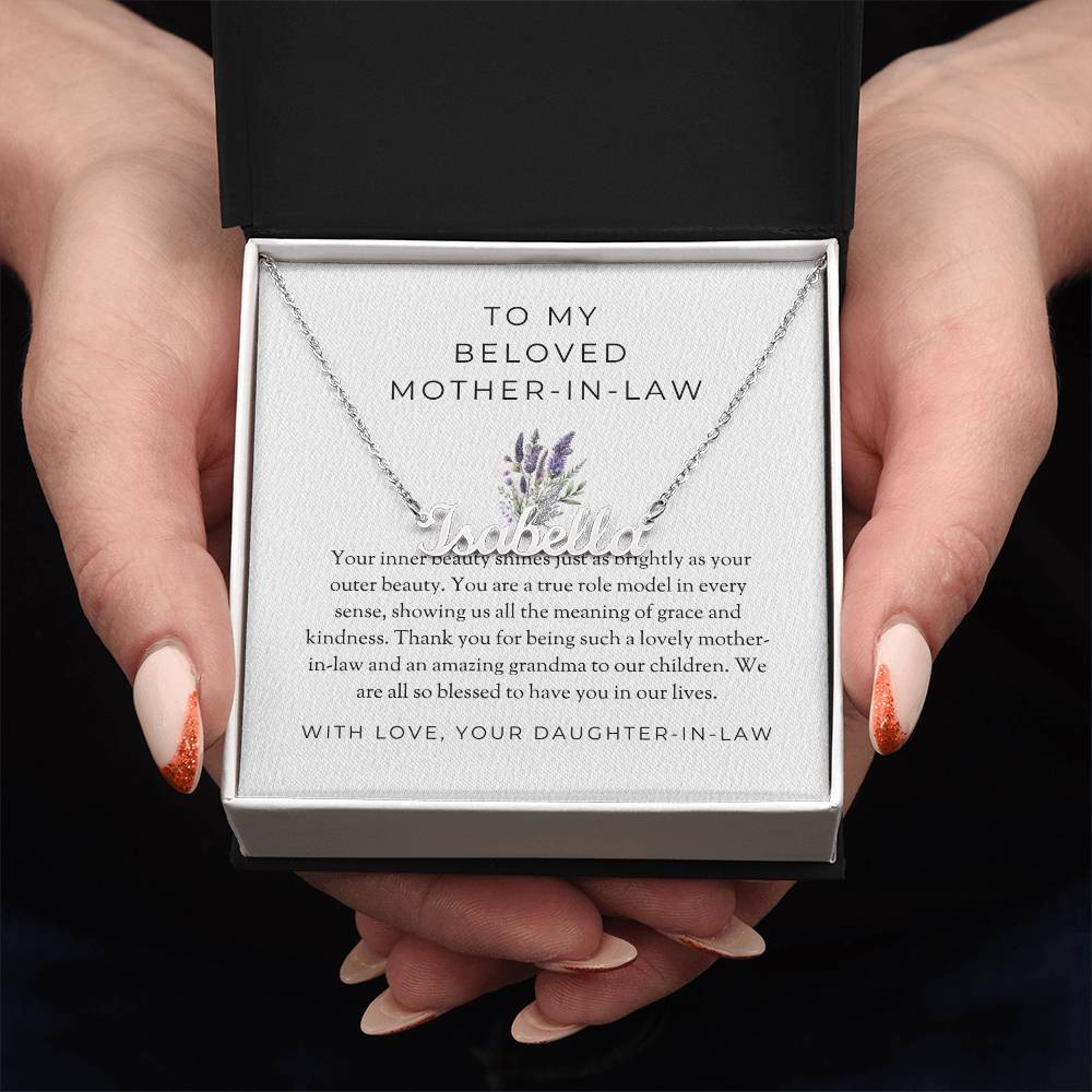 To My Wonderful Mother-in-Law | Personalized Custom Name Necklace with Heartfelt Message