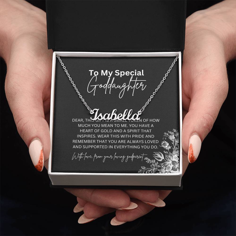 To My Special Goddaughter | Custom Name Necklace with Heartfelt Message Card