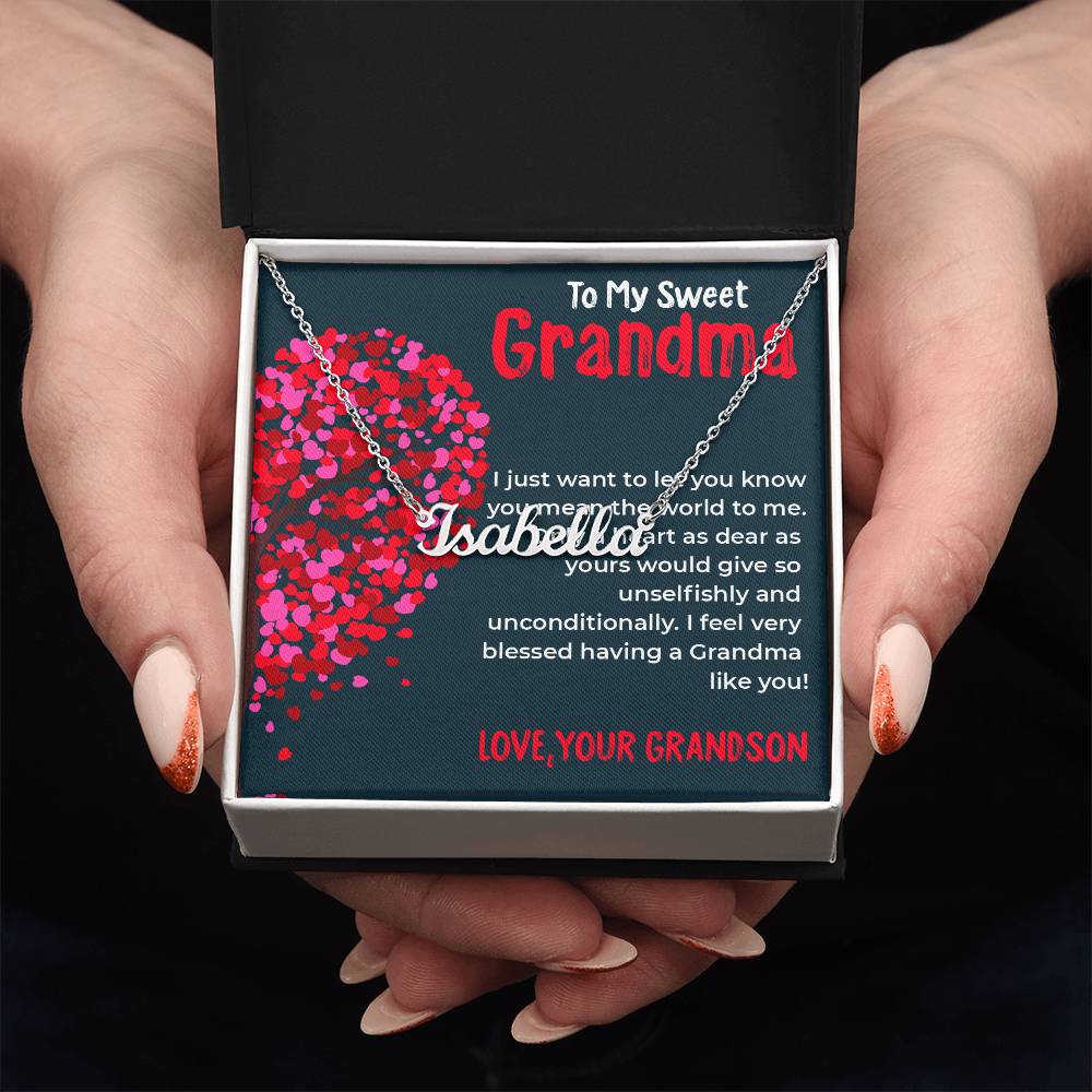To My Sweet Grandma | Custom Name Necklace Gift from Grandson | Gift for Grandma