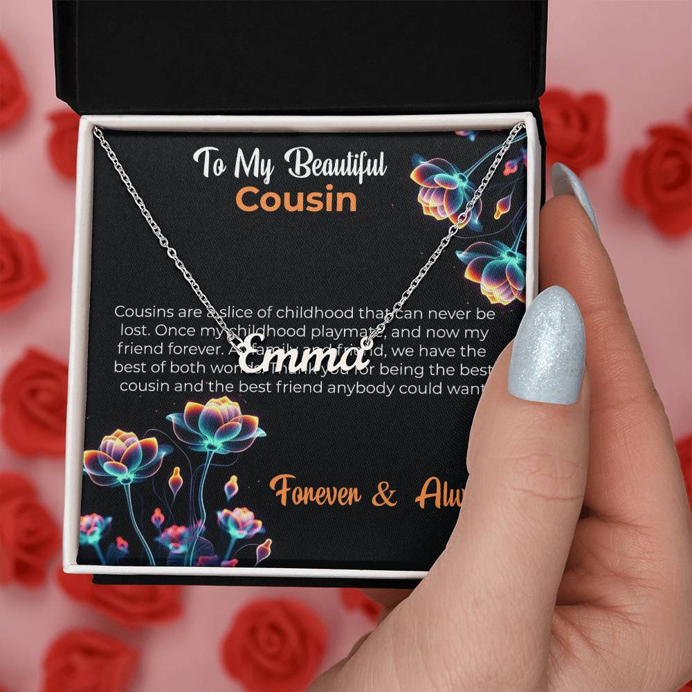 For My Beautiful Cousin - Cutout Name Necklace | Heartfelt Cousin Friendship Gift