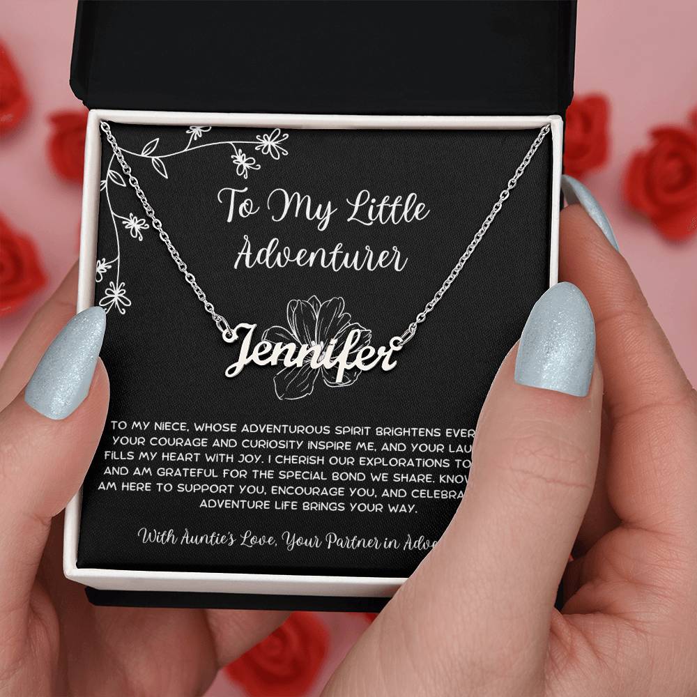 To My Little Adventurer - From Aunt to Niece Custom Name Necklace - SOUVMOUR