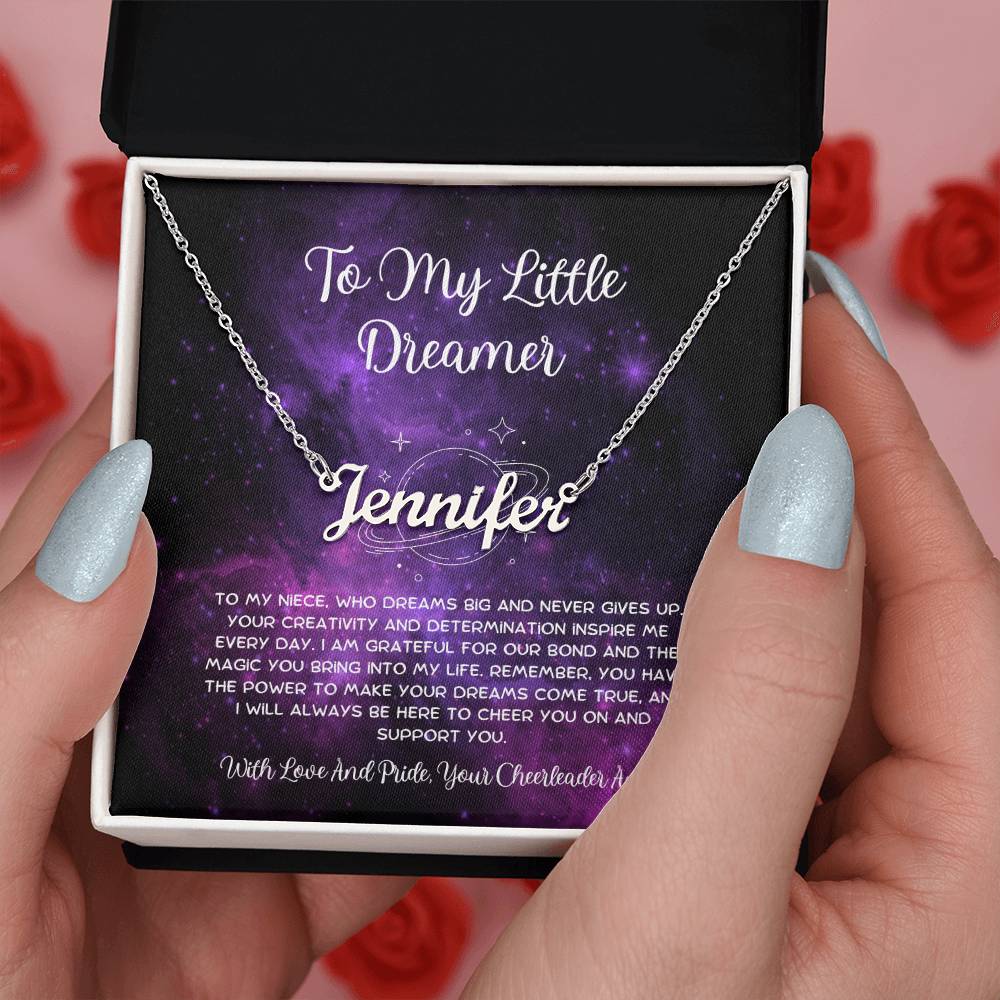 To My Little Dreamer - From Aunt to Niece Custom Name Necklace - SOUVMOUR