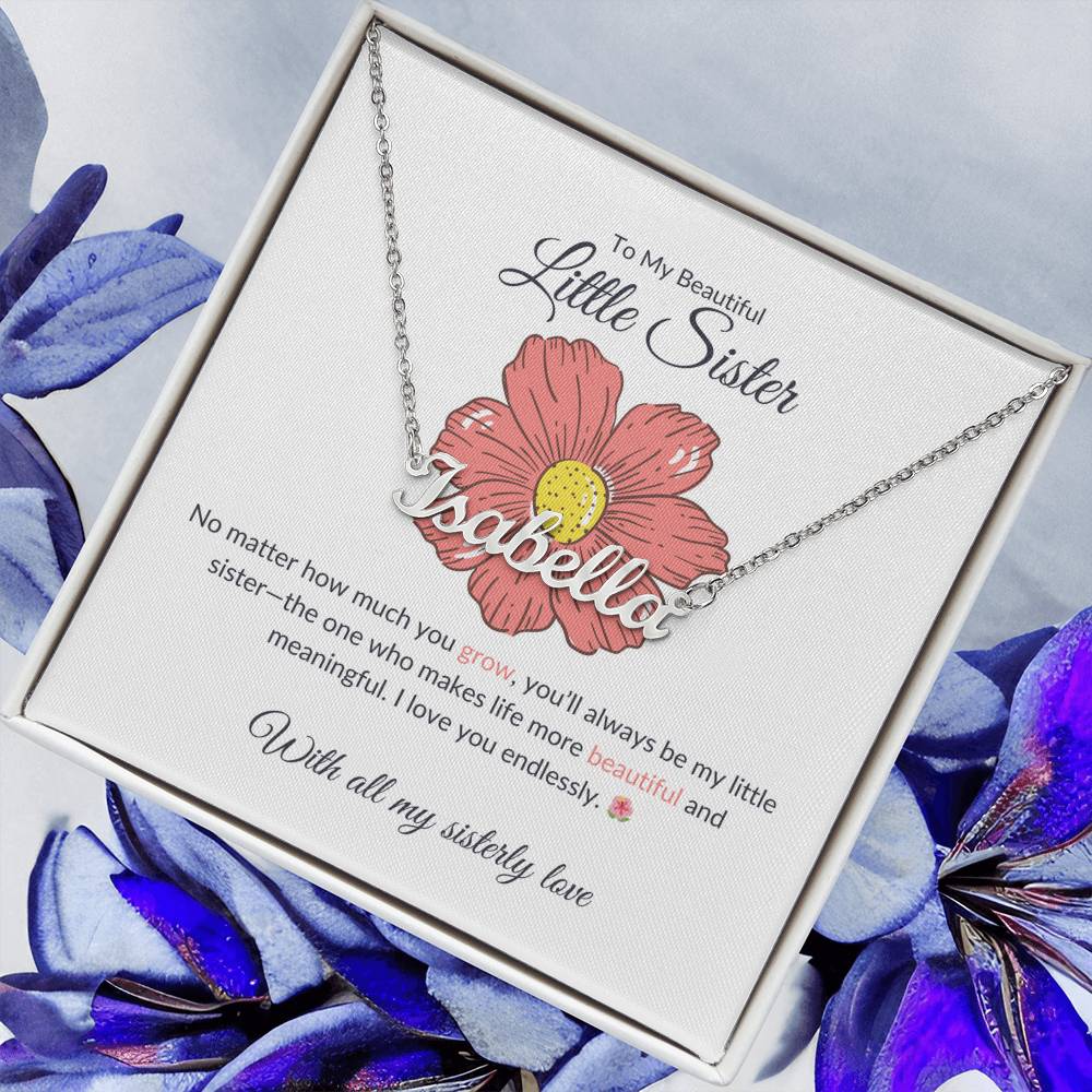 To My Beautiful Little Sister Name Necklace | Custom Name Necklace Gift for Sister