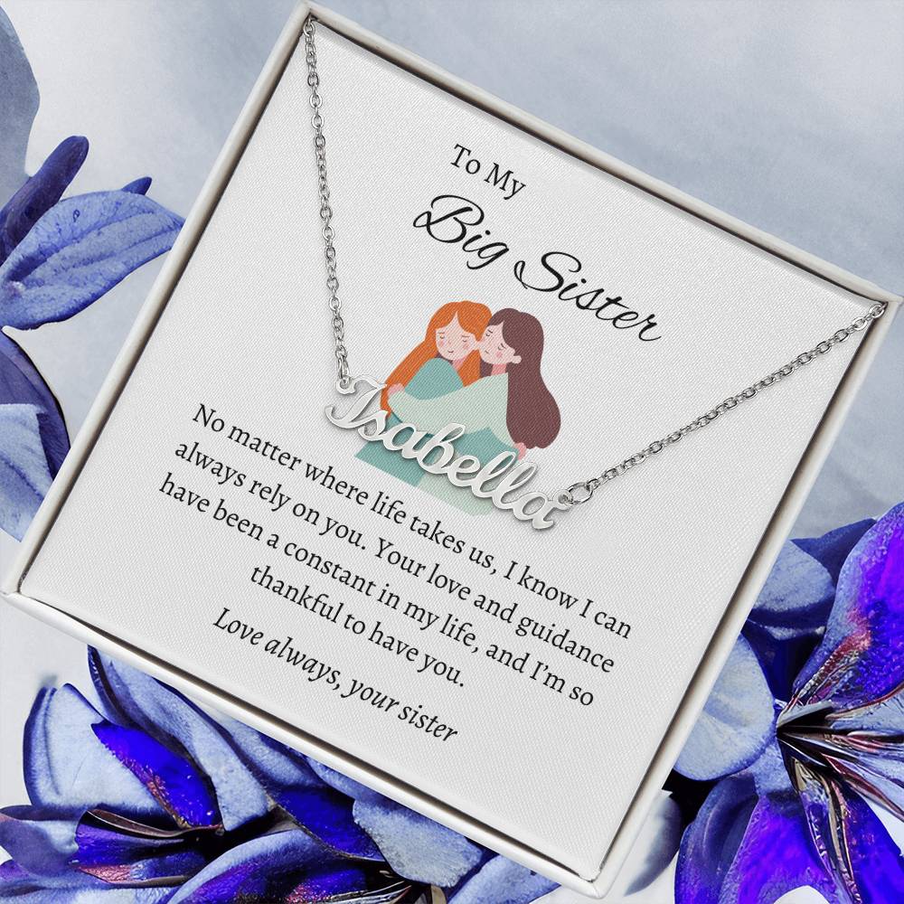 To My Big Sister Heartfelt Name Necklace | Gift for Sister | Custom Name Necklace Gift for Sister