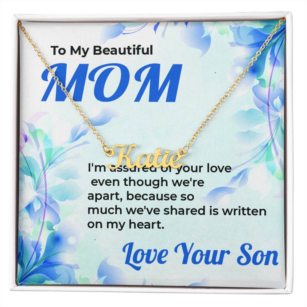 To My Beautiful Mom | Custom Name Necklace Gift from Son