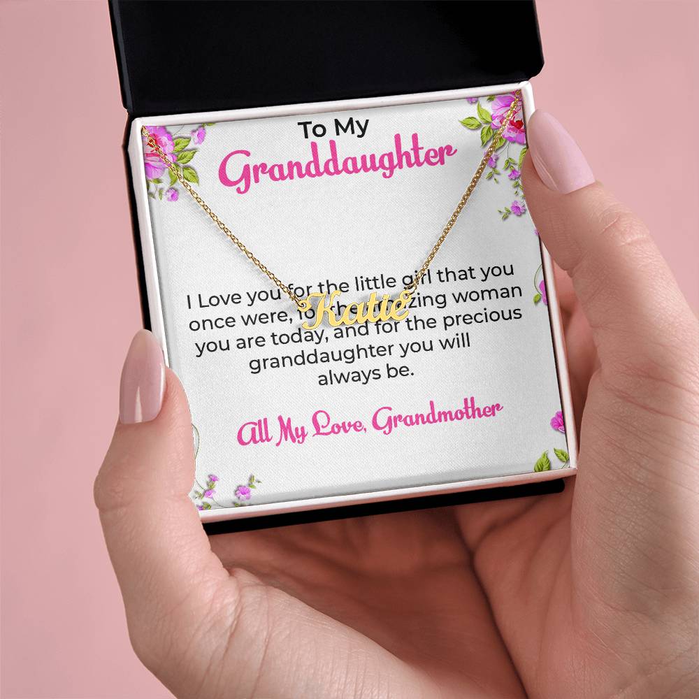 To My Special Granddaughter Necklace | Custom Name with Heartfelt Message Necklace Gift from Grandma