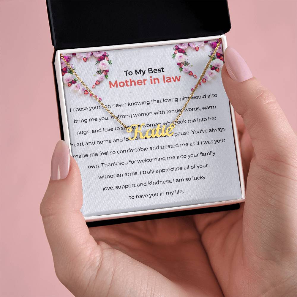 For the Best Mother-in-Law | Custom Name Necklace with a Loving Message