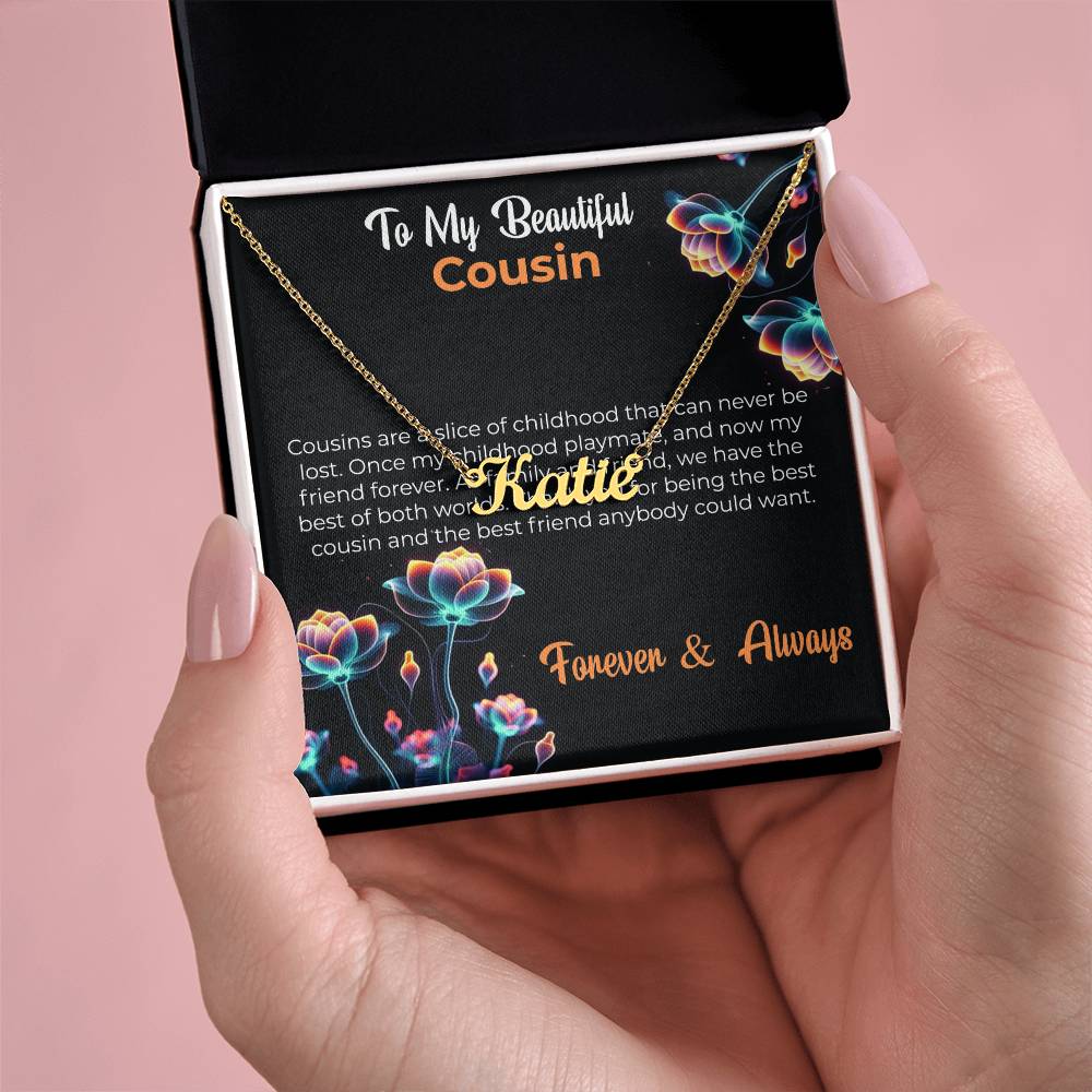 For My Beautiful Cousin - Cutout Name Necklace | Heartfelt Cousin Friendship Gift