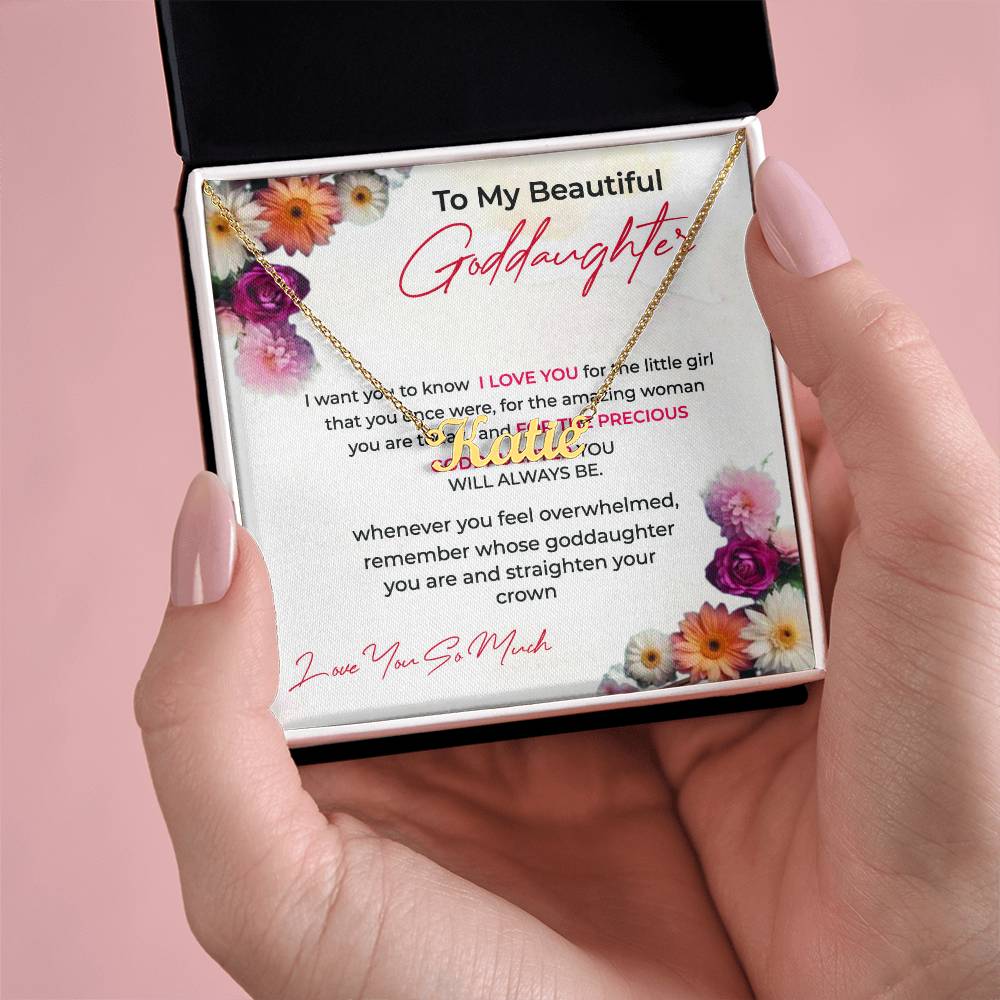 To My Beautiful Goddaughter | Custom Name Necklace with a Loving Message