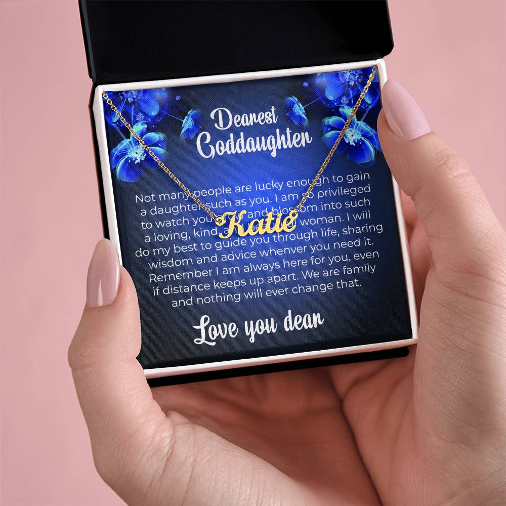 To My Dearest Goddaughter | Unique Name Necklace with a Heartfelt Card