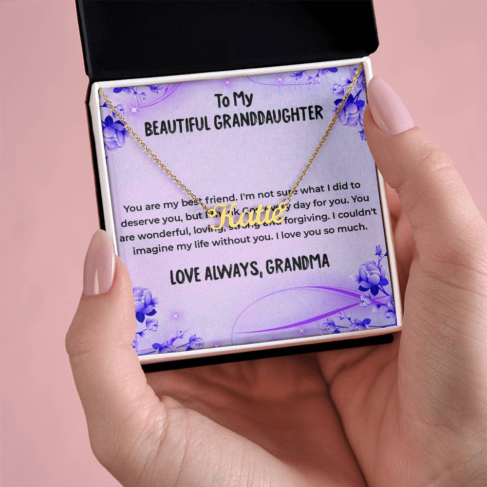 To My Wonderful Granddaughter Necklace | Custom Name with Heartfelt Message Necklace Gift from Grandma