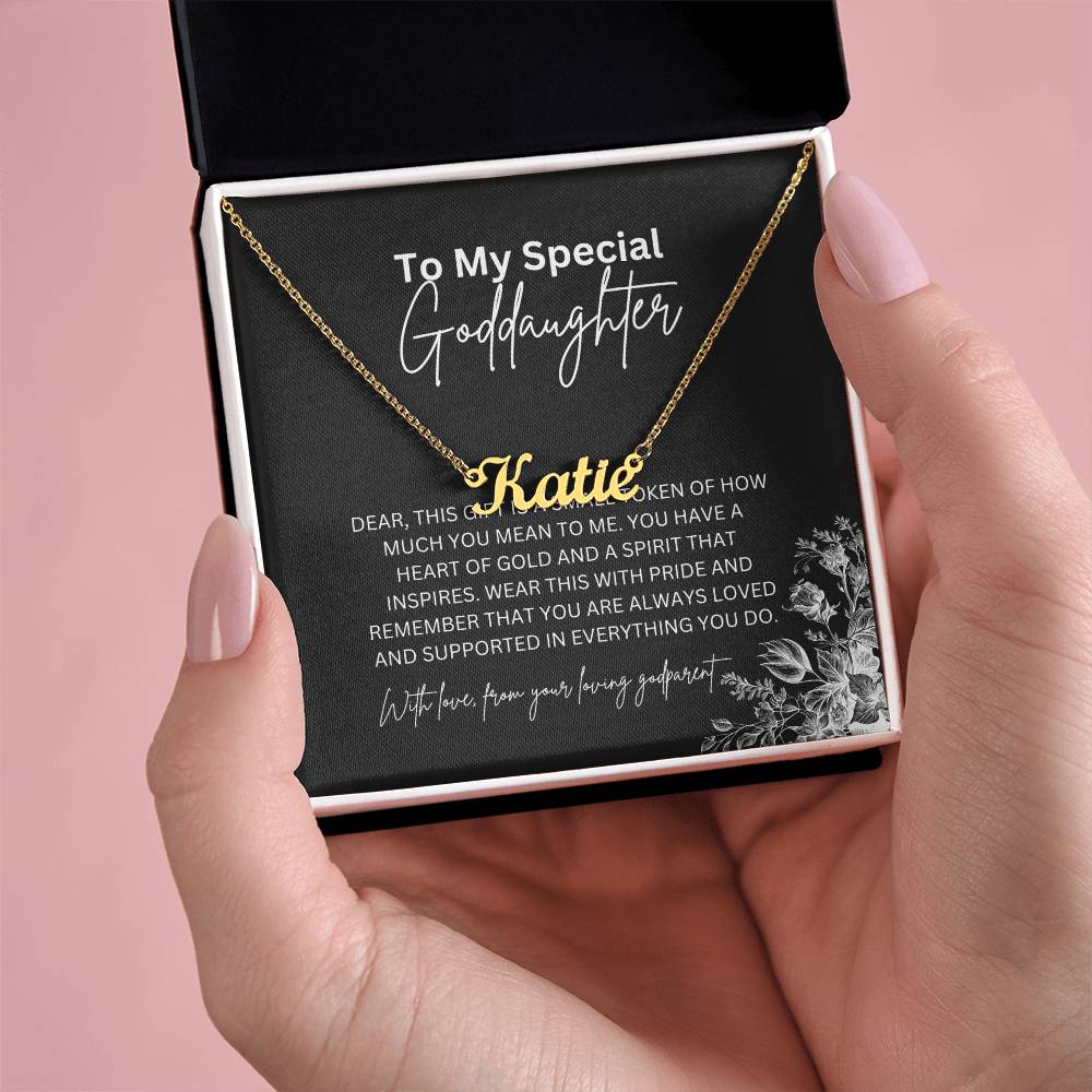 To My Special Goddaughter | Custom Name Necklace with Heartfelt Message Card