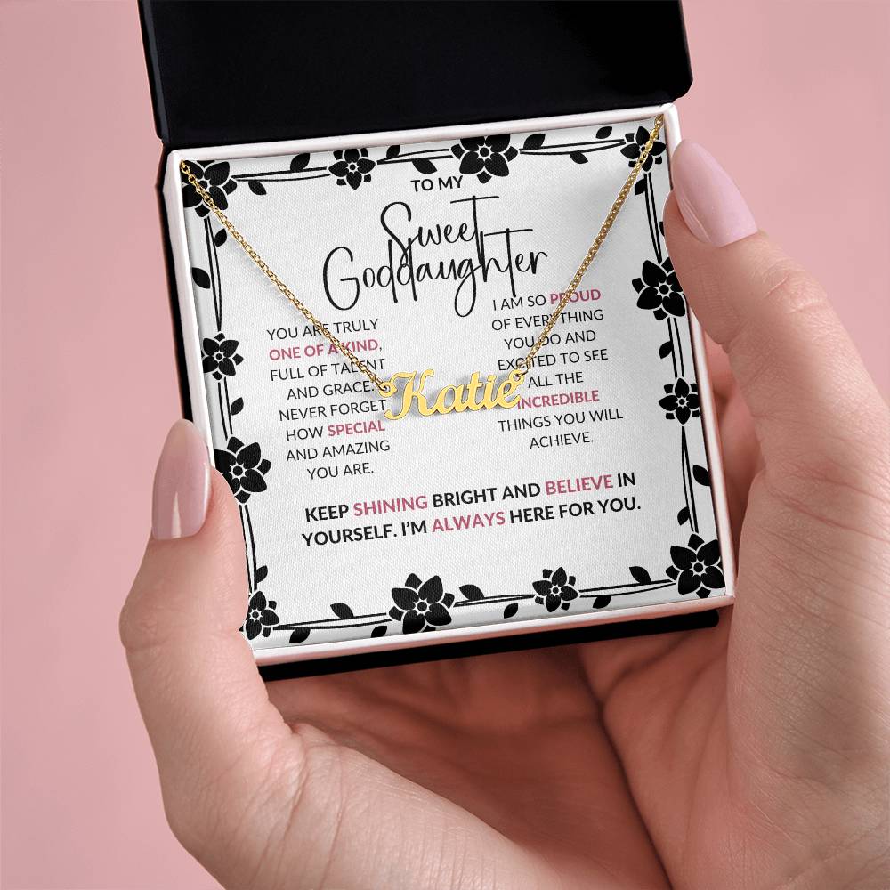 To My Sweet Goddaughter | Personalized Name Necklace to Cherish Our Bond