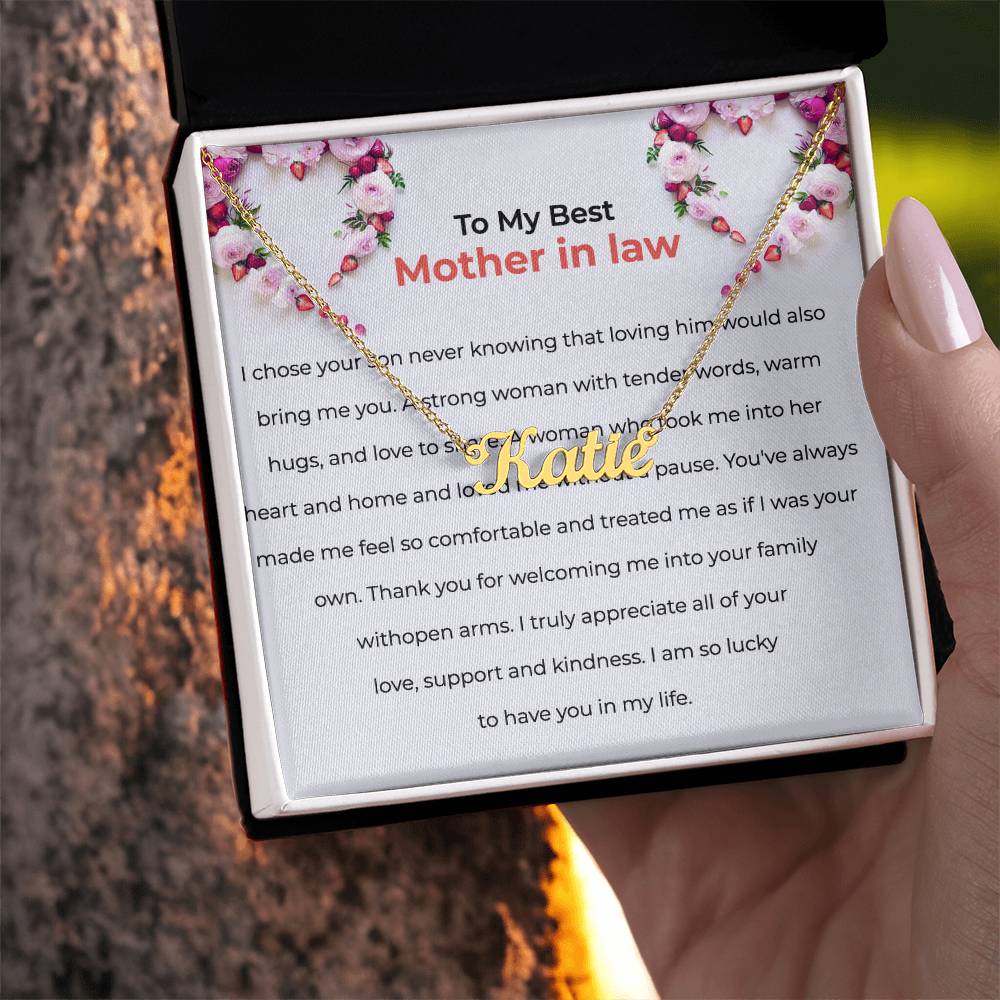 For the Best Mother-in-Law | Custom Name Necklace with a Loving Message