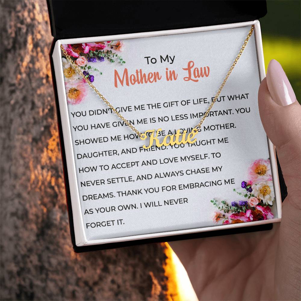 To My Cherished Mother-in-Law | Personalized Custom Name Necklace with Heartfelt