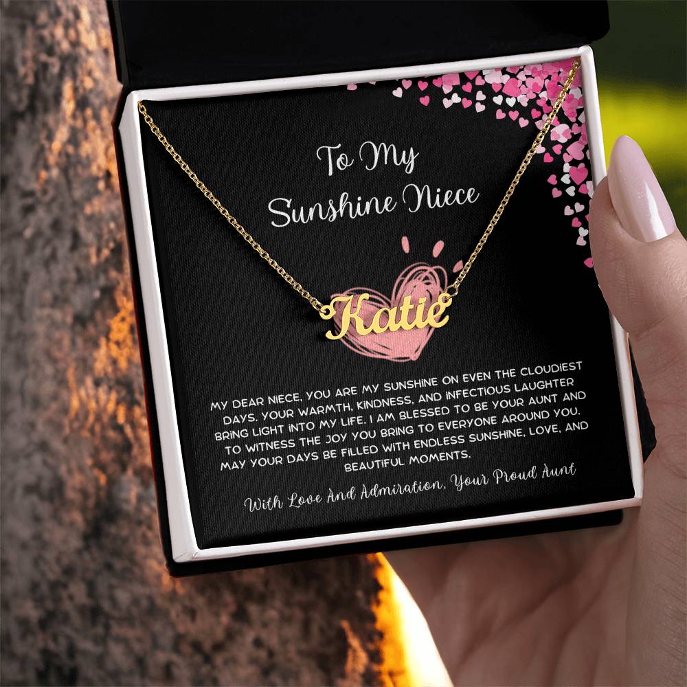 To My Sunshine Niece - From Aunt to Niece Custom Name Necklace - SOUVMOUR