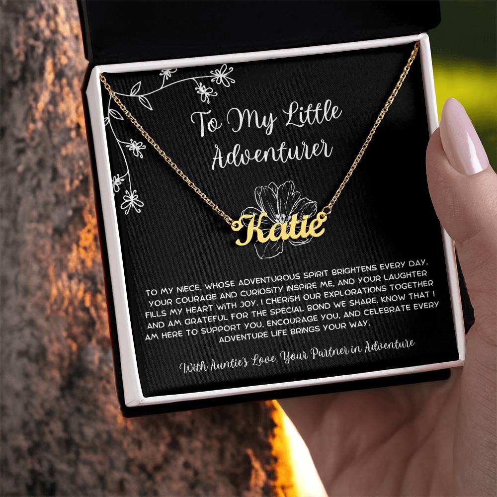 To My Little Adventurer - From Aunt to Niece Custom Name Necklace - SOUVMOUR