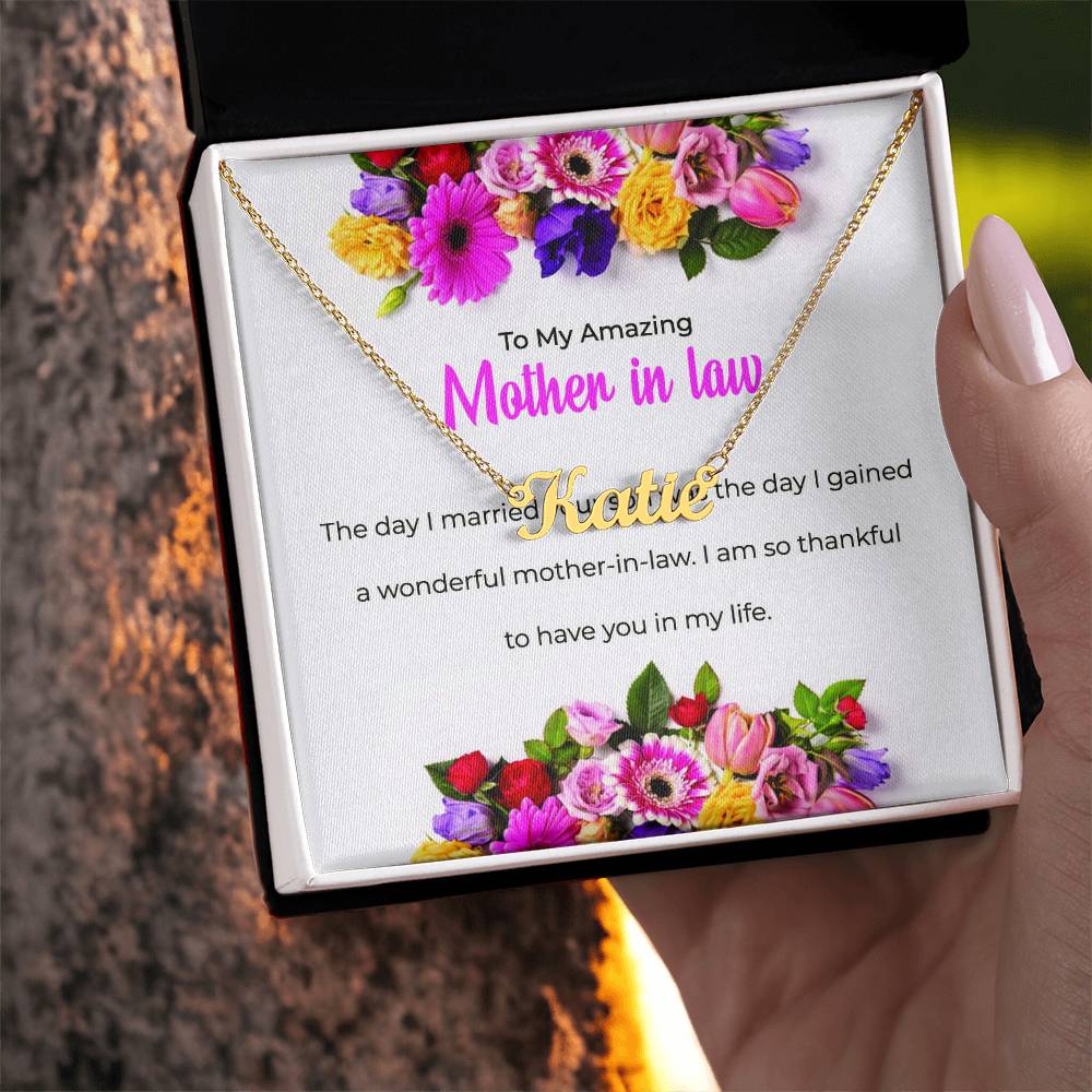To My Amazing Mother-in-Law | Heartfelt Personalized Name Necklace