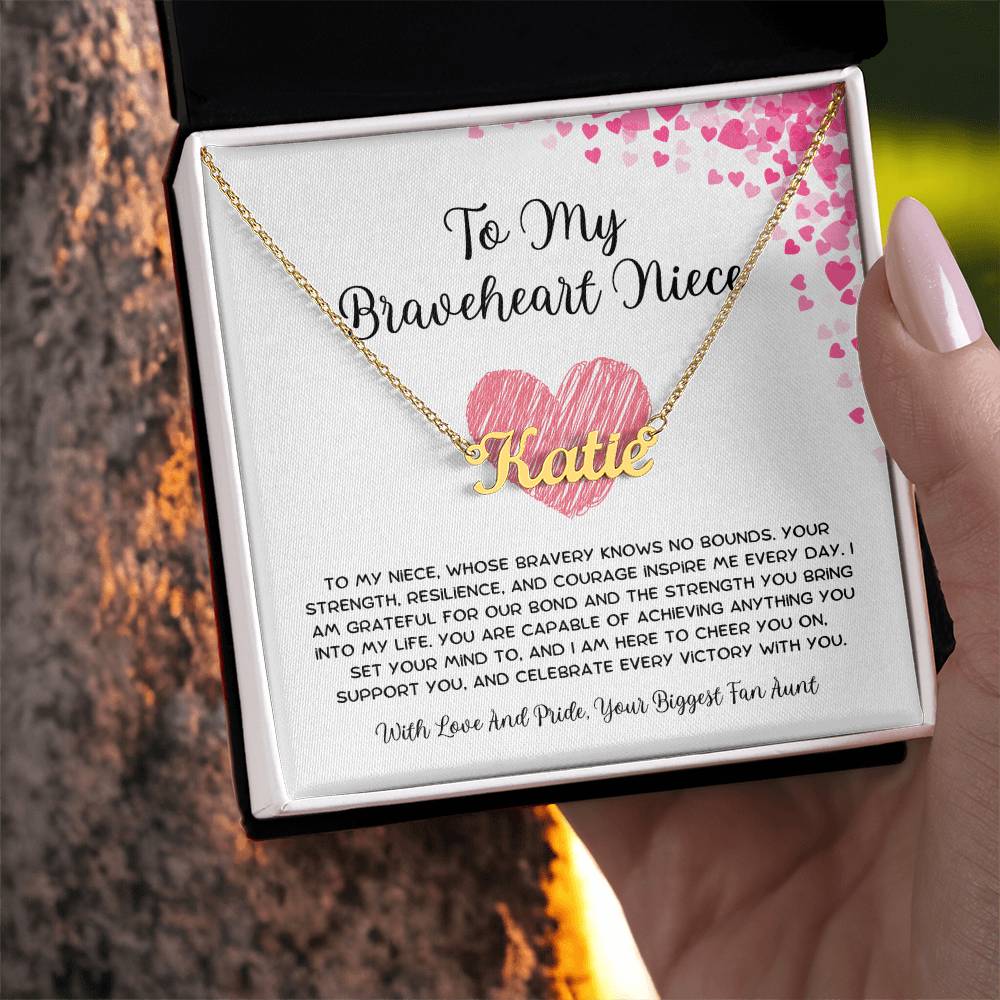 To My Braveheart Niece - From Aunt to Niece Custom Name Necklace - SOUVMOUR