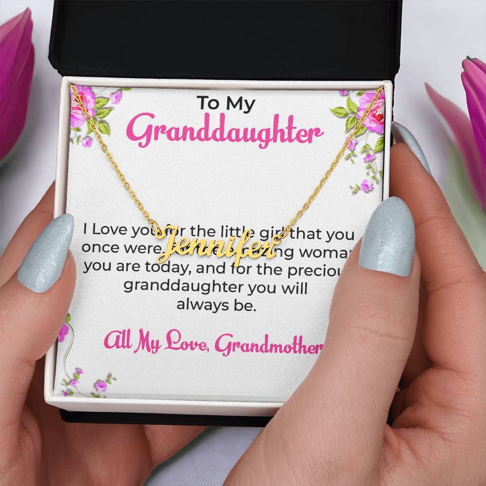 To My Special Granddaughter Necklace | Custom Name with Heartfelt Message Necklace Gift from Grandma