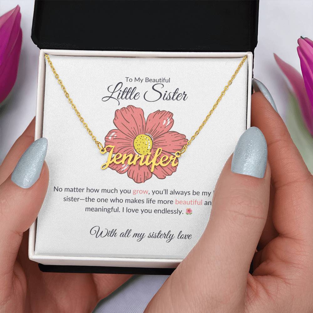 To My Beautiful Little Sister Name Necklace | Custom Name Necklace Gift for Sister