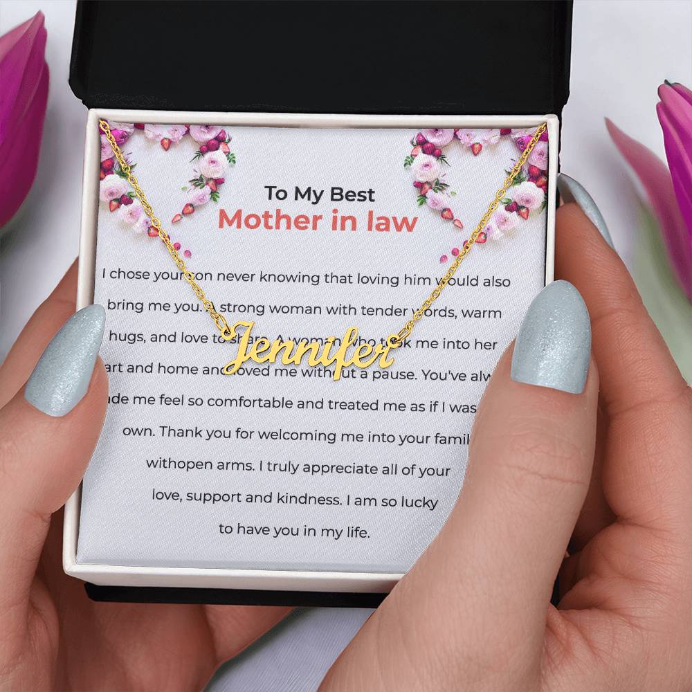For the Best Mother-in-Law | Custom Name Necklace with a Loving Message