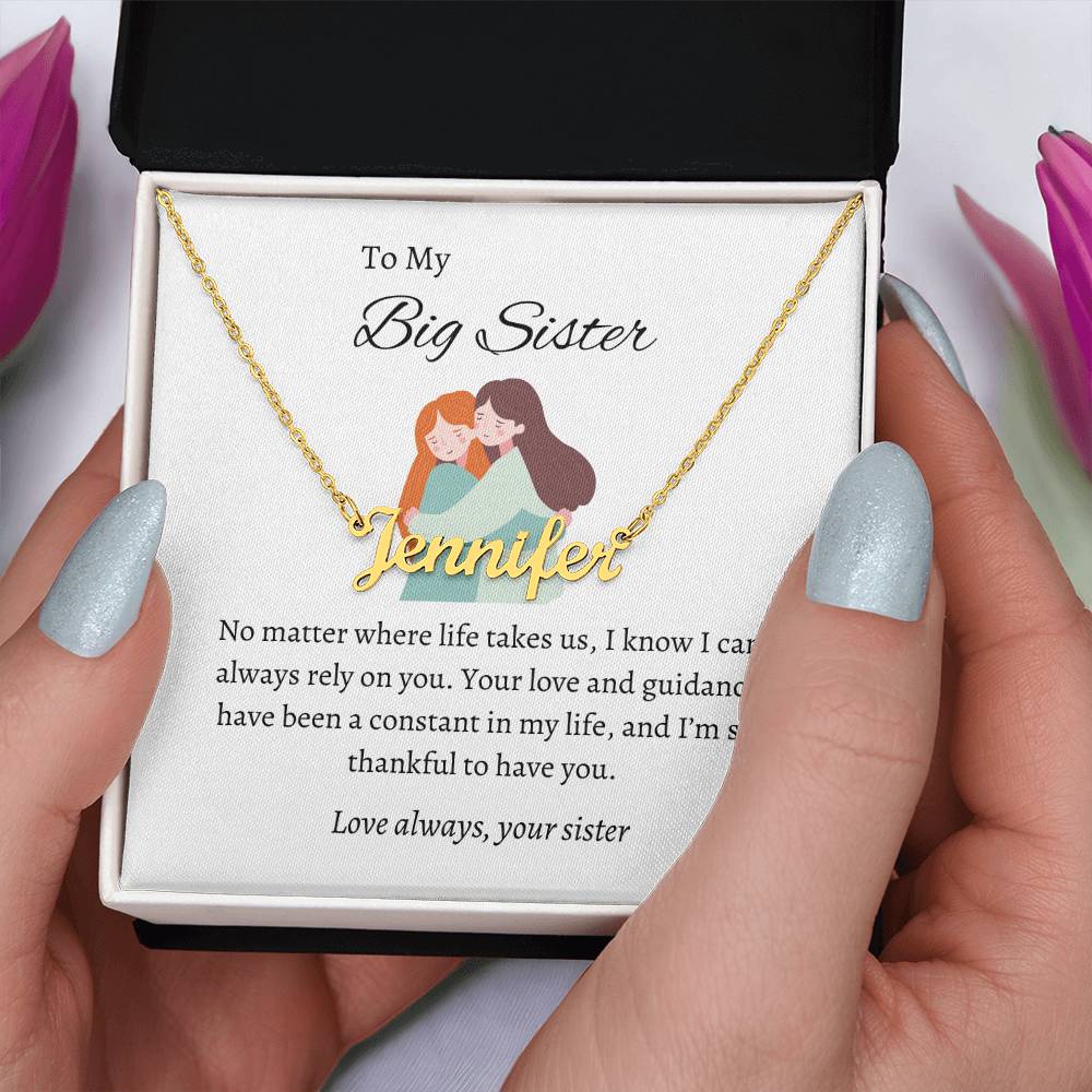 To My Big Sister Heartfelt Name Necklace | Gift for Sister | Custom Name Necklace Gift for Sister