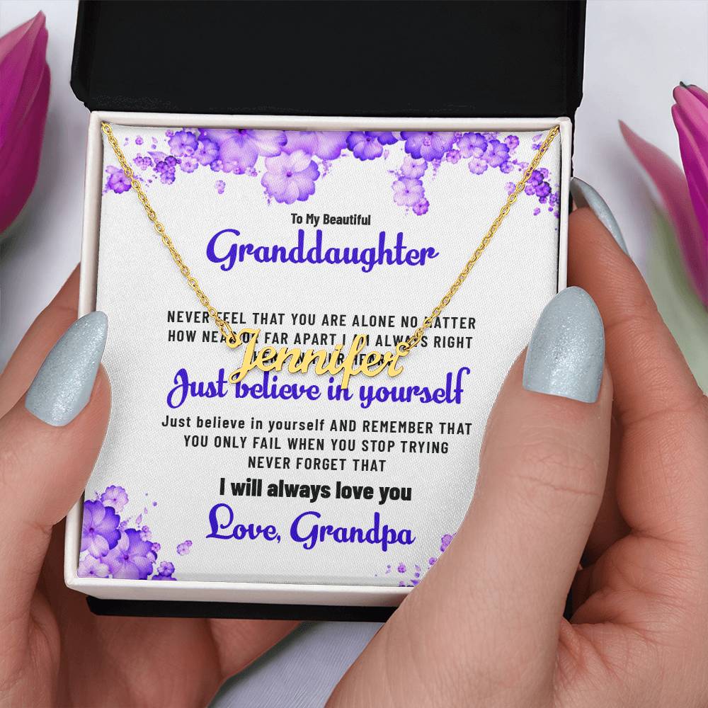 To My Lovely Granddaughter Necklace | Custom Name with Heartfelt Message Necklace Gift from Grandpa