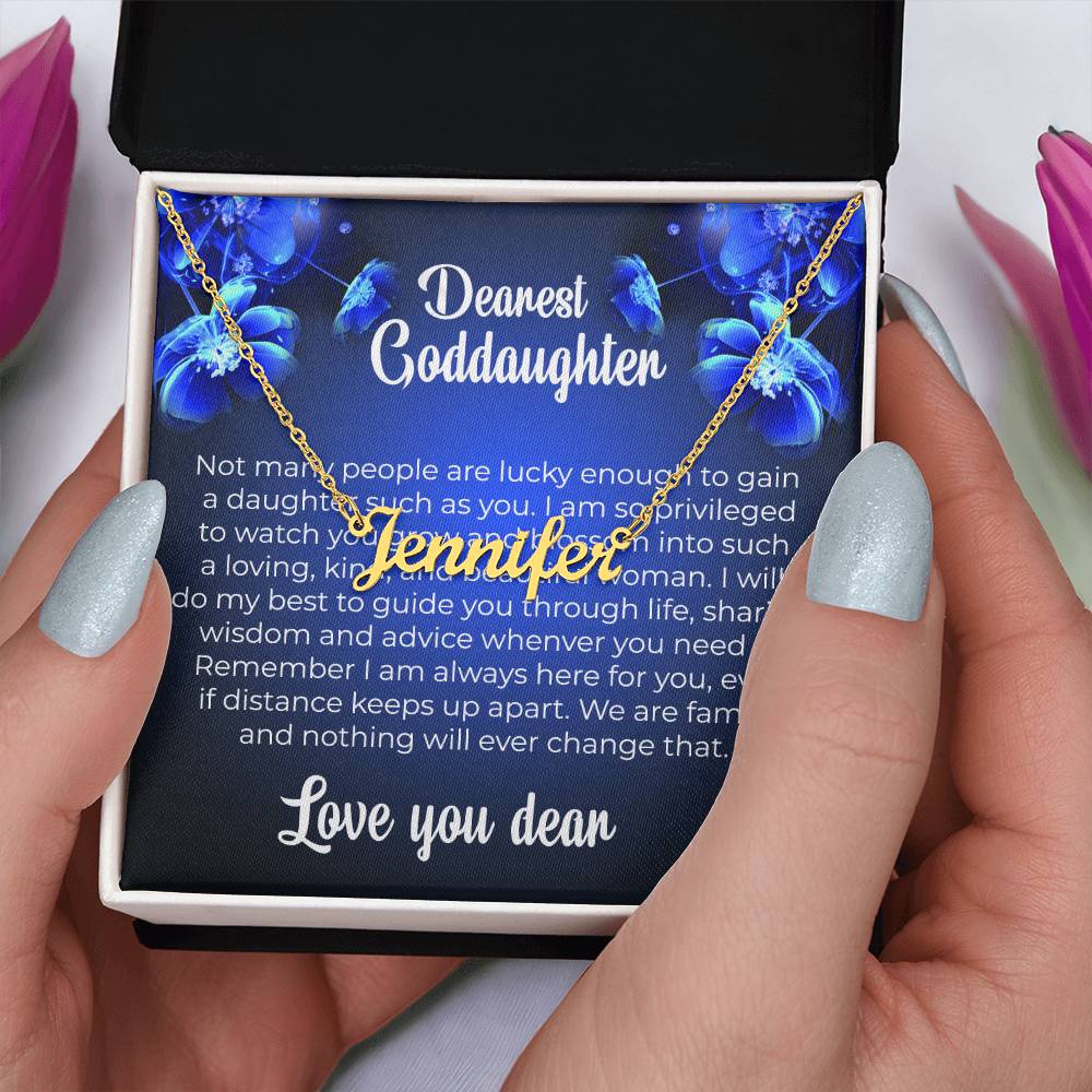 To My Dearest Goddaughter | Unique Name Necklace with a Heartfelt Card