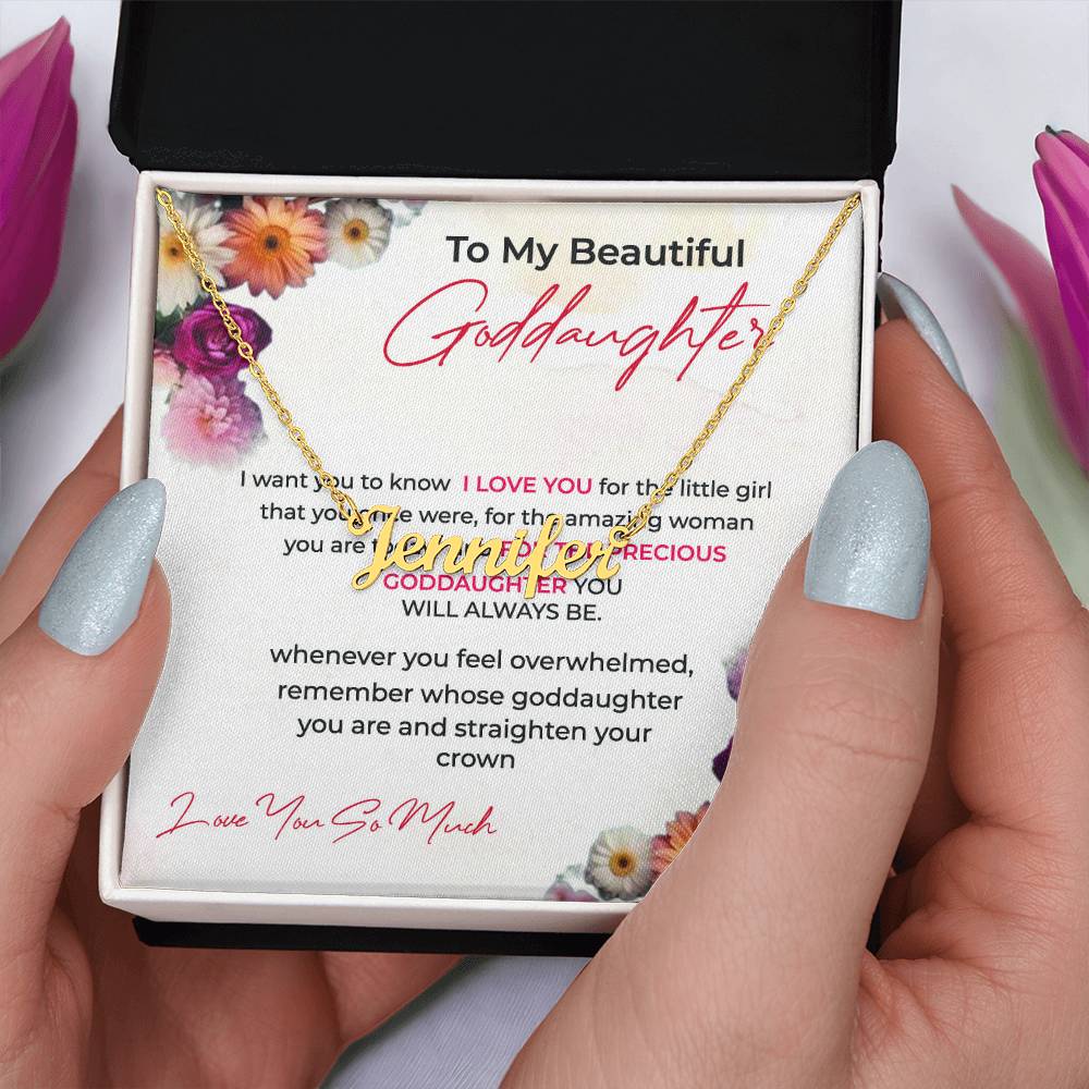To My Beautiful Goddaughter | Custom Name Necklace with a Loving Message