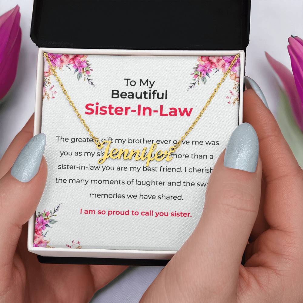To My Beautiful Sister-in-law Gift Necklace | Personalized Custom Name Necklace | Sister-in-Law Gift