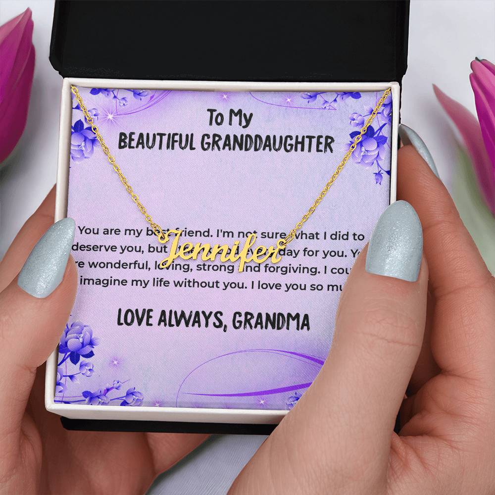 To My Wonderful Granddaughter Necklace | Custom Name with Heartfelt Message Necklace Gift from Grandma