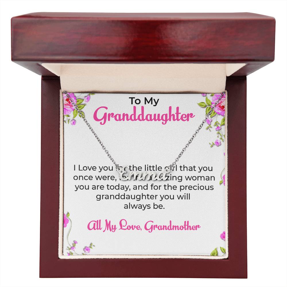 To My Special Granddaughter Necklace | Custom Name with Heartfelt Message Necklace Gift from Grandma