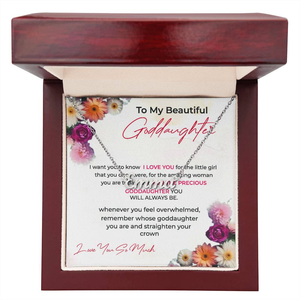 To My Beautiful Goddaughter | Custom Name Necklace with a Loving Message